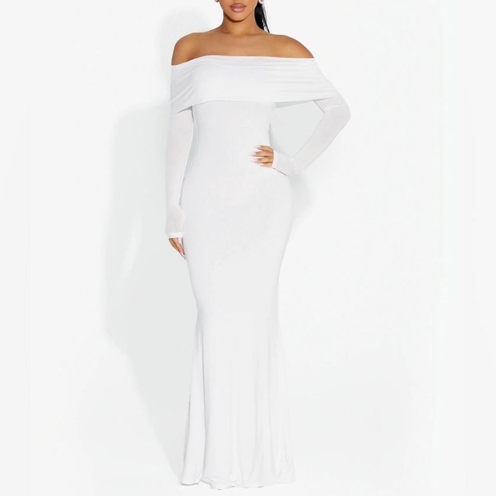 Naked Wardrobe White Off-Shoulder Maxi Dress